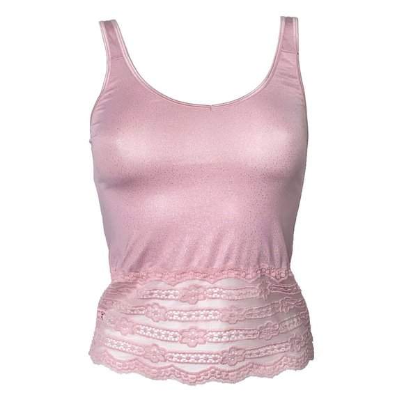 Rampage Tops - Sheer Shimmery Glitter & Lace Pink Camisoles S,M,L